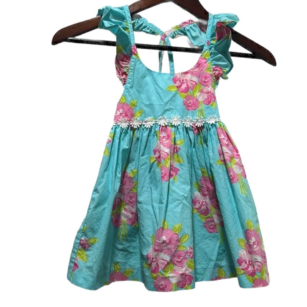 Kelly’s kids beautiful blue flower dress size 2 GUC